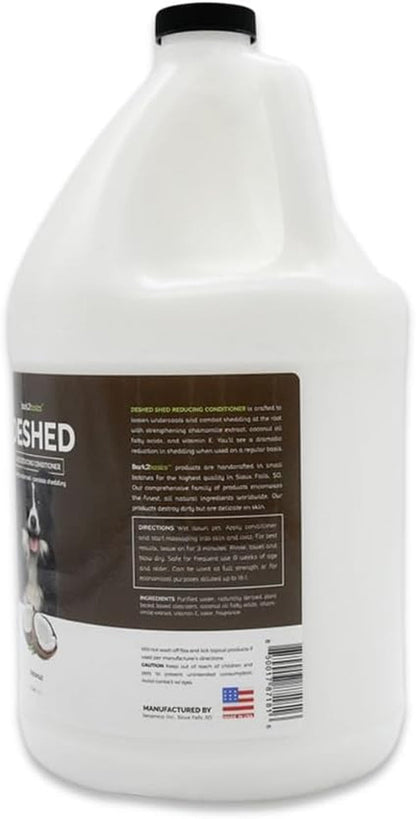 Bark2Basics Deshedding Dog Conditioner for Shedding Control, 1 Gallon 16:1 | Concentrate Makes 16 Gallons; Loosens Undercoat, Reduces Shedding, Coconut Oil, Pet and Puppy Safe, Moisturizing Detangler2