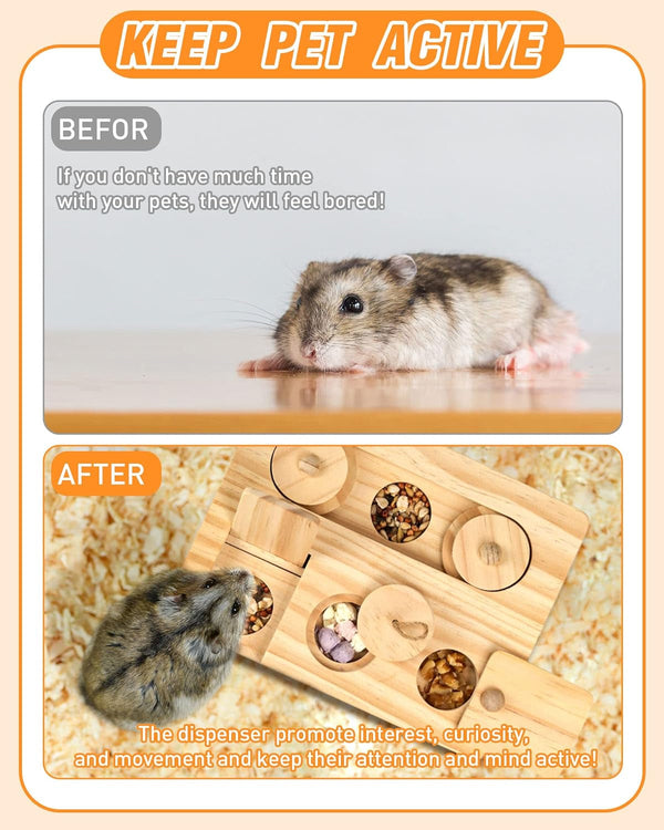 Guinea Pig Foraging Toys, 6 in 1 Hamsters Wooden Interactive Enrichment Toys, Treat Dispenser for Small Animal, for Rabbits, Bunny, Chinchillas, Rats and Gerbils6