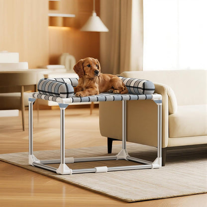 Bedside Cosleeper Dog Bed with Bloster, Height Elevated Pillow Bed Dog | Extension Attached to Human Bed for Dog Cat, Window Perch Bedside Lounge Elevated, Stainless Steel, Anti-Slip Feet7