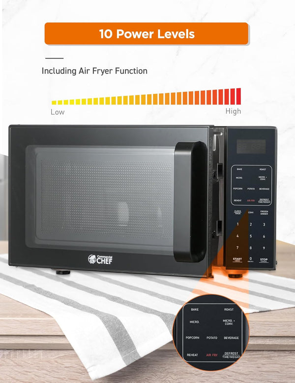 5-In-1 Countertop Microwave Air Fryer Combo, CHMF9BG, Black | 0.9 Cu. Ft. Capacity, Microwave Air Fryer Convection Oven Bake and Roast, 900W, 10.6” Turntable Plate3