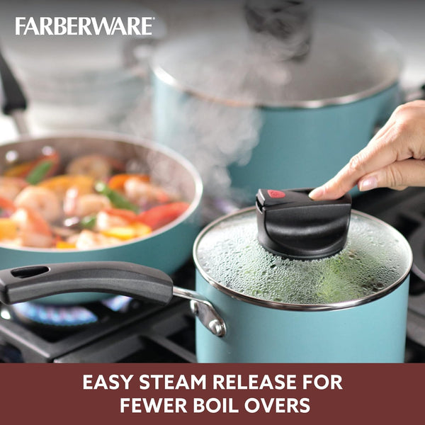 Smart Control Nonstick Cookware Pots and Pans Set, 14 Piece, Aqua3