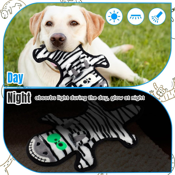 LECHONG No Stuffing Dog Squeaky Toys, Glowing Eyes Crinkle Plush Puppy Toys for Teething Chewing, 5Pcs Flat Tough Dog Toys Set for Large Medium Small Dogs to Keep Them Busy2