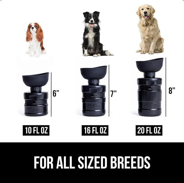 GORILLA GRIP Dog Water Bottle, Portable Water Bowl Dispenser for Dogs, 16 Oz Leak Proof Pet Travel Squeeze Bottles Food Grade Silicone, Stocking Gifts for Pets to Go Puppy Essentials, Black6