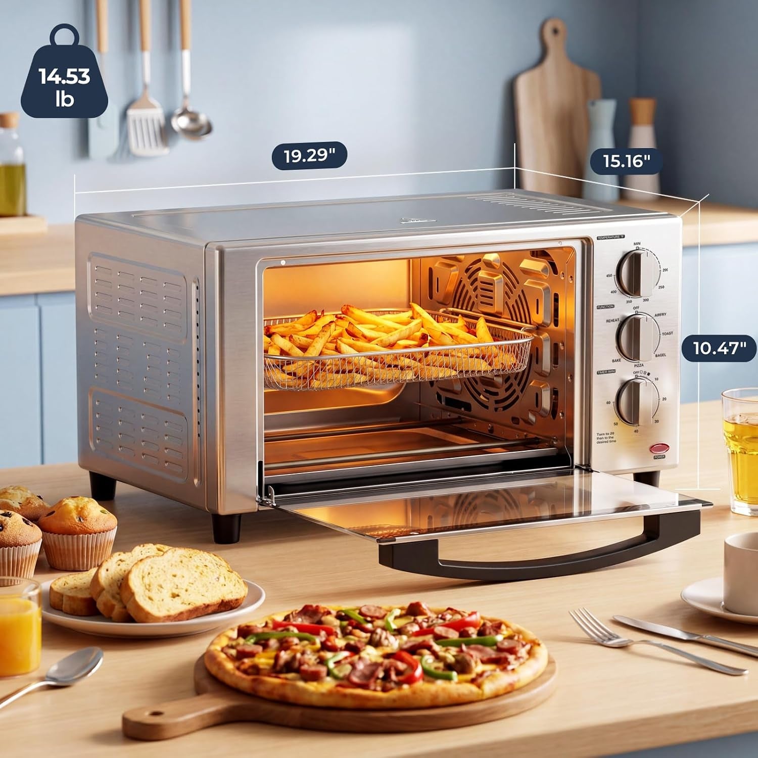 23-qt-air-fryer-toaster-oven-7-in-1-convection-oven-countertop-airfry-toast-pizza-bagel-bake-roast-fits-12-pizza-stainless-steel-easy-to-clean
