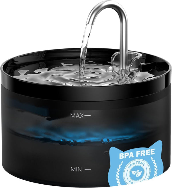 Cat Water Fountain: Dog Bowl Fountains - Automatic Pet Dispenser - Dogs Drinking Waterer Bowls Indoor - Auto Watering Dish Supplies - Easy Cleaning Animal Machine - Quiet 67Oz/2L Kitty Drink Fountain1