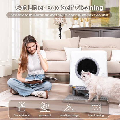 Automatic Litter Box, Self Cleaning Litter Box, Odor Control, 90L Capacity | Large with APP Control and Safety Sensor, Ellenpent, for Multiple Cats, Large Cat, with 3 Rolls of Garbage Bags2
