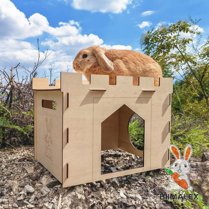 HIIMALEX Large Sturdy Bunny House with Spacious Balcony Hidey Detachable Playhouse for Rabbit Hideout Castle Tower Toys for Indoor Bunnies Guinea Pig Hamster Chinchilla Gerbil9