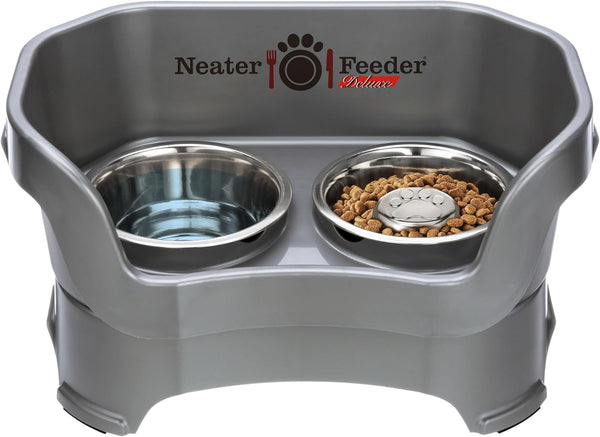 Neater Pet Brands Neater Feeder Deluxe Mess Proof Dog Bowls Elevated for Large Dogs over 40 Lbs, Made in USA, No Spill Raised Dog Food Bowl Stand Feeding Station, Food and Water Bowl Set, Black22