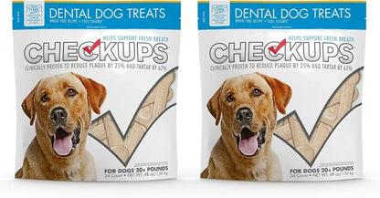 Checkups Dental Dog Treats for Oral Care, Fresh Breath & Plaque Control - 24 Treats, 48 Oz. (2 Pack) - Delicious Chews for Happy and Healthy Dogs1