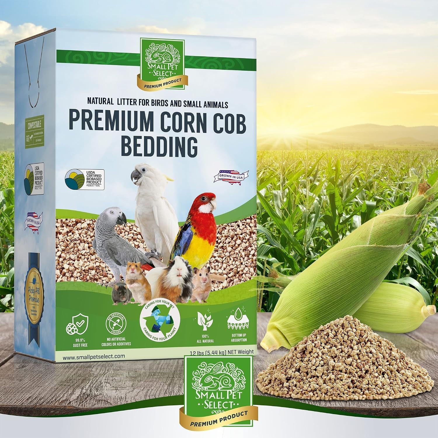 small-pet-select-corn-cob-bedding-litter-100-natural-12-lb-safe-absorbent-cage-litter-low-dust-for-hamsters-guinea-pigs-birds-gerbils-reptiles-small-pets