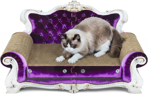 Luxury Cardboard Cat Scratcher Sofa Bed, Couch Shaped Scratching Board, Scratch Lounge with Catnip, Scratcher for Indoor Cats Large Grey11