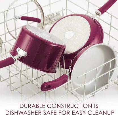 Create Delicious Nonstick Cookware Pots and Pans Set, 13 Piece, Burgundy Shimmer4