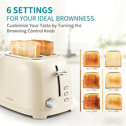 Toaster 2 Slice with Extra-Wide Slot for Toasting Bagels, Breads, Waffles & More, Stainless Steel Material with Removable Crumb Tray, 6 Browning Settings4