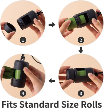 SLSON 3Pack Dog Poop Bag Holder for Leash Lightweight Pet Waste Bag Dispenser with Leash Attachment Portable Plastic Doggie Poop Bag Dispensers,Blue Green Black3