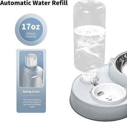 Marchul 3 in 1 Cat Bowl, Cat Food and Water Bowl Set with Water Dispenser and Stainless Steel Bowls, 15° Tilted Pet Raised Three Bowls for Indoor Cats, Small or Medium Sized Dogs3