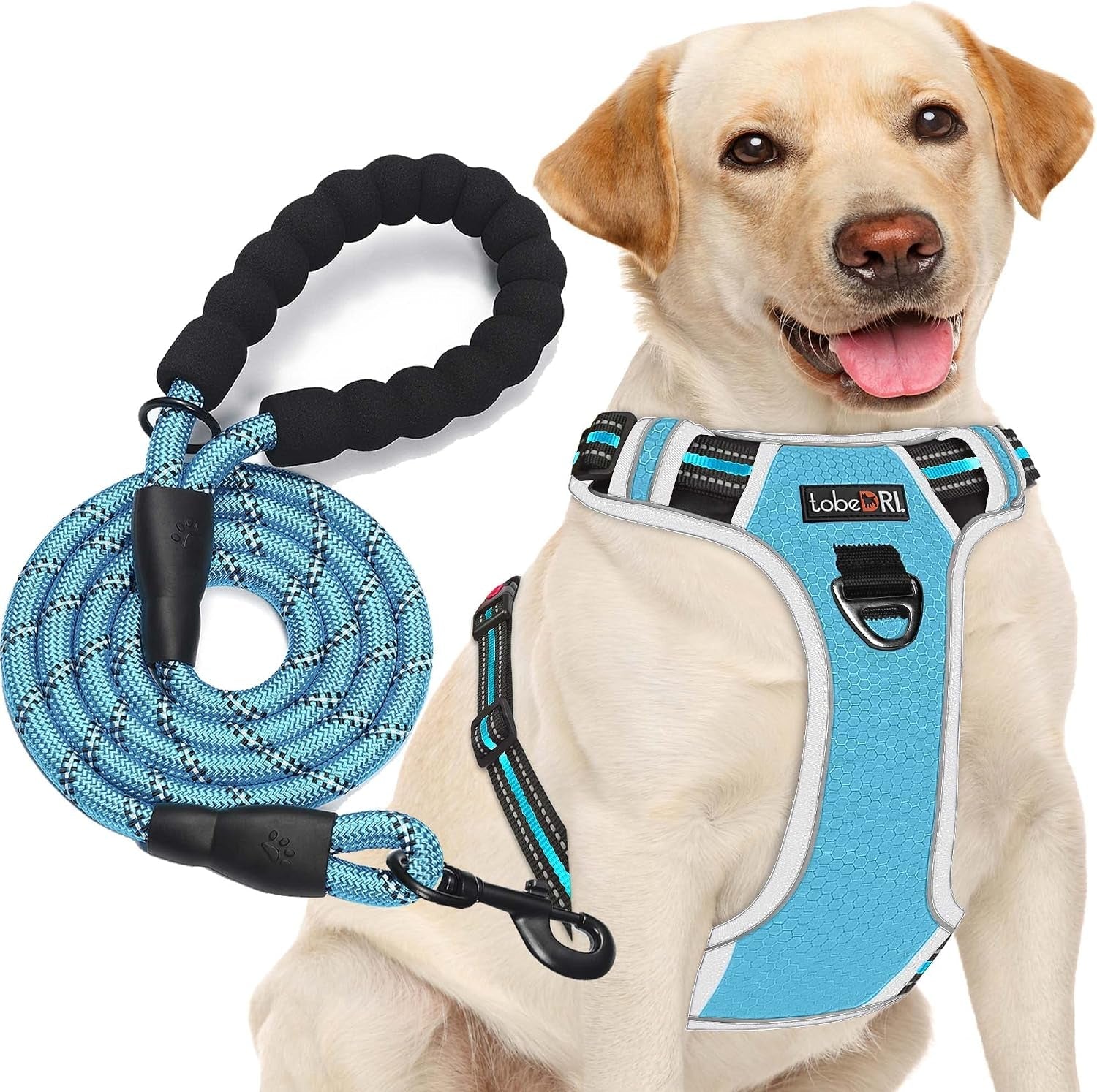 tobedri-no-pull-dog-harness-adjustable-reflective-oxford-easy-control-medium-large-dog-harness-with-a-free-heavy-duty-5ft-dog-leash-blue-m