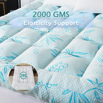 5 Inch Queen Mattress Topper Breathable Bamboo Viscose Air Layer,Memory Foam Mattress Topper Queen Size Blue.2