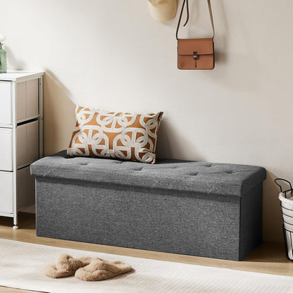43 Inch Folding Storage Ottoman Bench, Large Ottoman with Storage | Storage Chest with Thicker Foam Padded Seat, End of Bed Foot Rest Stool for Bedroom Living Room Entryway, Load 660 Lbs, Grey2