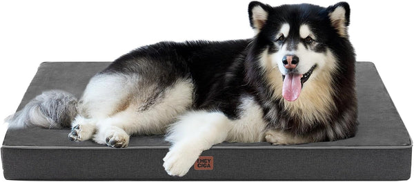 EHEYCIGA Medium Memory Foam Dog Crate Bed Washable, 30X20Inch, Grey | High Density Egg Crate Foam, Waterproof Liner, Removable Easy Clean Cover, Non-Slip Bottom, Fits Crate, Floor and Sofa14