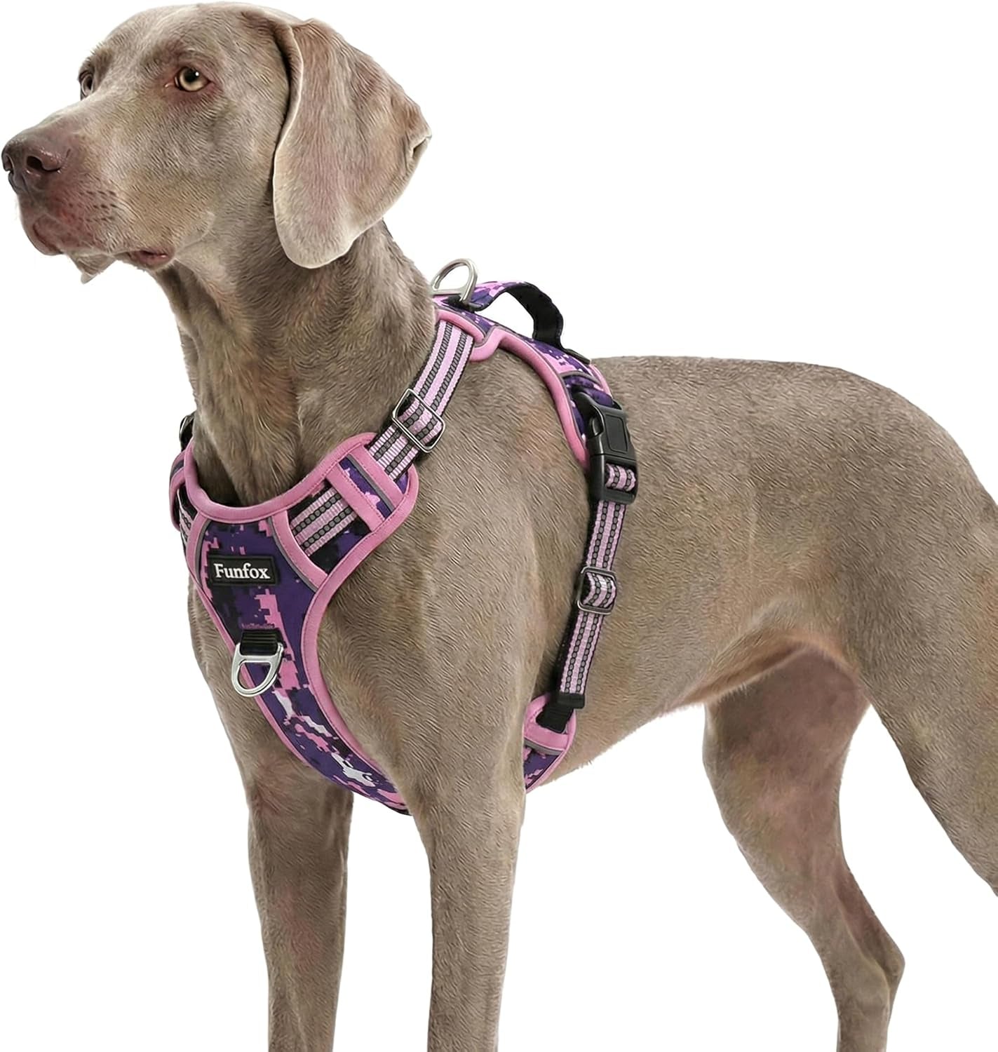 funfox-dog-harness-medium-sized-dog-vertical-handle-easy-control-no-pull-pet-vest-adjustable-with-2-leash-clips-soft-material-reflective-safe-night-walking-for-small-medium-large-breed-black-m