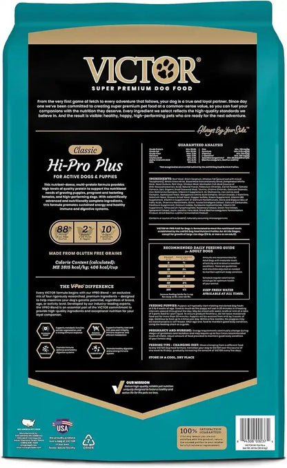 VICTOR Super Premium Dog Food – Hi-Pro plus Dry Kibble – High Protein Dog Food with 30% Protein – Beef, Chicken, Pork, Fish Meals, Gluten Free - for High Energy and Active Dogs & Puppies, 40Lbs2