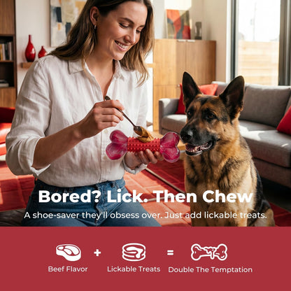 Tough Dog Toys for Aggressive Chewers: Beef Flavored Long Lasting Dog Bones for Large Dogs, Indestructible Dog Chew Toys to Keep Them Busy, Large Dog Toys for Medium & Large Breed, Red4