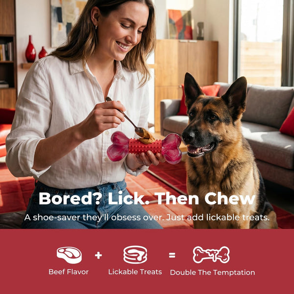 Tough Dog Toys for Aggressive Chewers: Beef Flavored Long Lasting Dog Bones for Large Dogs, Indestructible Dog Chew Toys to Keep Them Busy, Large Dog Toys for Medium & Large Breed, Red4
