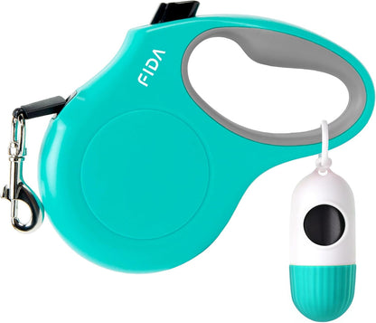Fida Retractable Dog Leash for Small Breed up to 26 Lbs, 16 Ft Pet Walking Leash with Dispenser and Poop Bags, Anti-Slip Handle, Reflective Strong Nylon Tape, One-Handed Brake (S, White & Pink)13