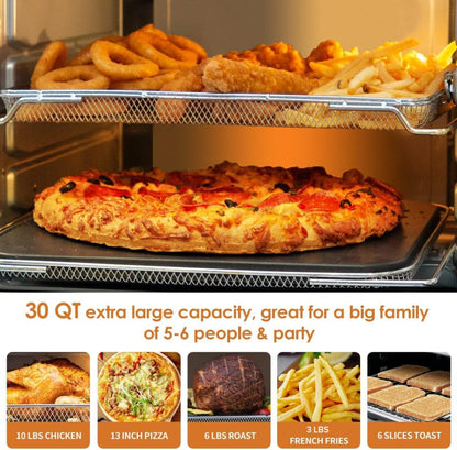 Bravo XL Air Fryer Convection Oven, 112-In-1 Smart Grill Combo | Original Grill Flavors & Marks, Adjustable Heating Zones for Toast, Pizza, Roast, Bake, 50-500°F, Stainless Steel, 30QT6