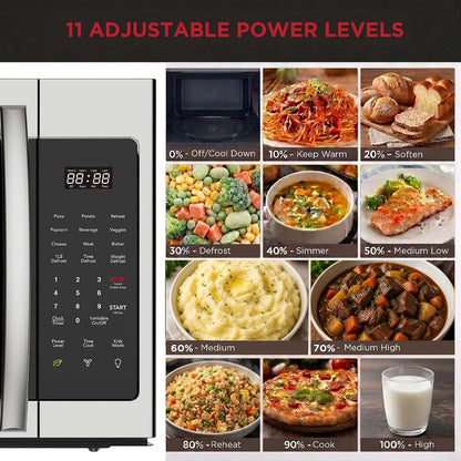 HOME 1.7 Cu. Ft. Over-The-Range Microwave Oven, 1000W Stainless Steel Microwave with 300 CFM Vent Fan, Ductless Installation, LED Display, Auto Cook Presets & Child Lock2