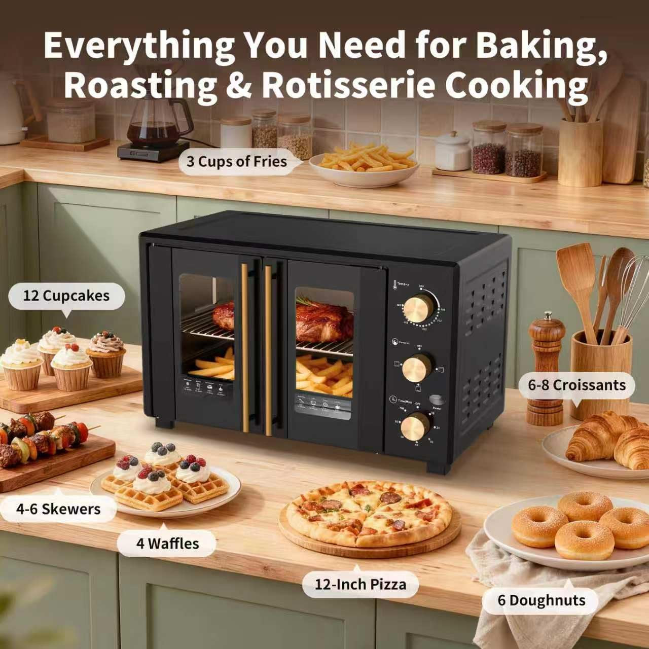 french-door-electric-knob-oven-35-qt-extra-large-oven-18-slice-convection-oven3-control-knobs-bake-broil-toast-grilled-meat-keep-warm-black-metal-equipped-with-a-tray-and-a-rack
