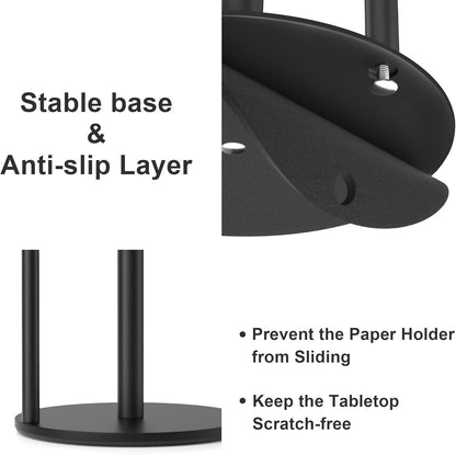 Paper Towel Holder Black, Premium Stainless Steel Kitchen Roll Dispenser, Countertop Roll Organizer with Weighted Base4