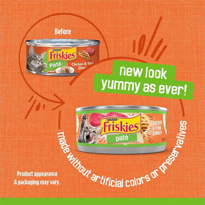 Purina Friskies Wet Cat Food Pate, Chicken and Tuna Dinner - (Pack of 24) 5.5 Oz. Cans2