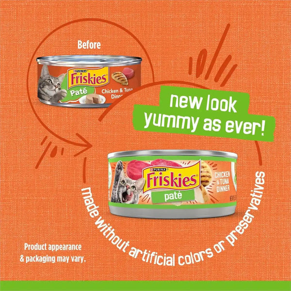 Purina Friskies Wet Cat Food Pate, Chicken and Tuna Dinner - (Pack of 24) 5.5 Oz. Cans2