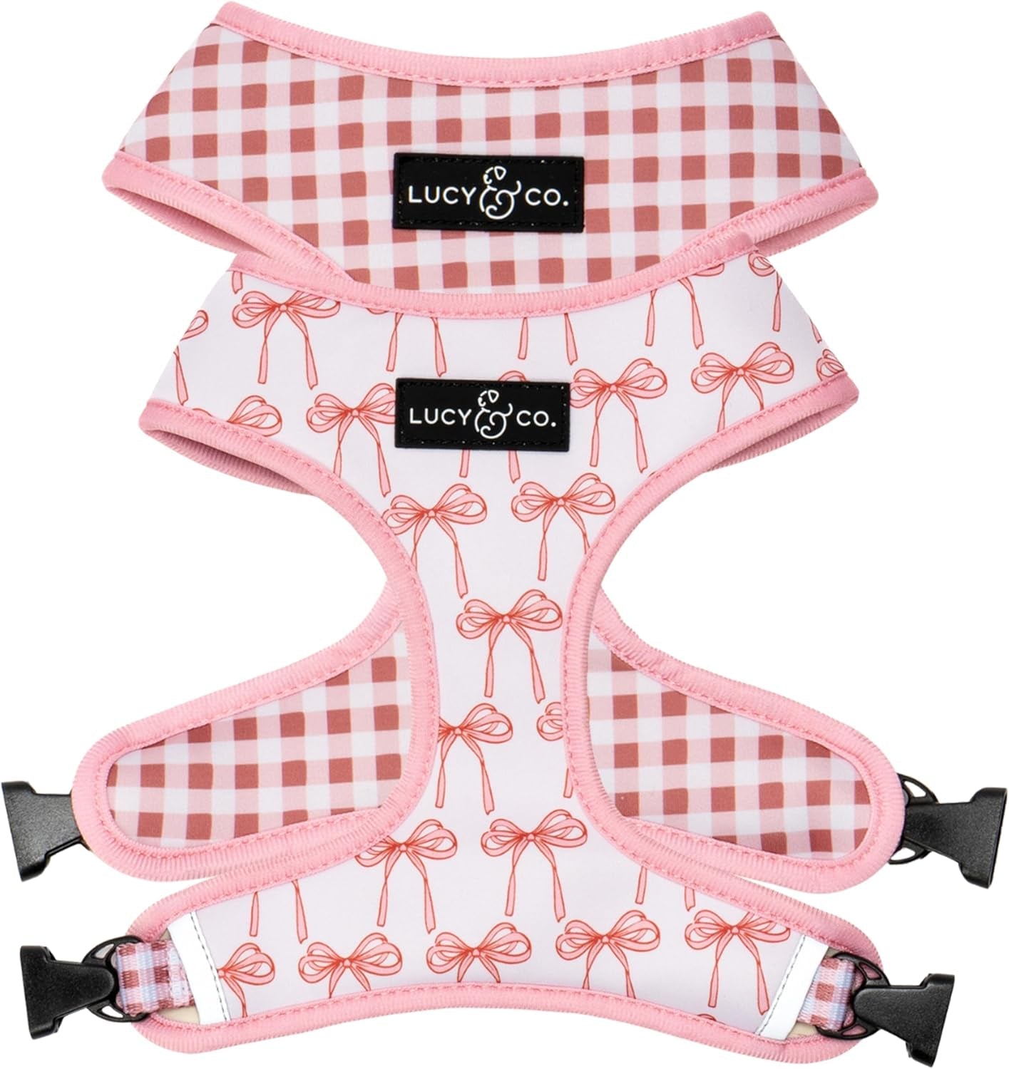 lucy-co-reversible-dog-harness-water-repellent-neoprene-dual-print-design-easy-swap-style-adjustable-comfort-fit-take-a-bow-reversible-harness-small