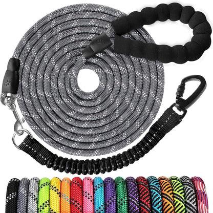 Long Dog Leash 15 FT: Heavy Duty Rope Leashes for Dogs Training with Swivel Lockable Hook Reflective Threads Bungee and Padded Handle - Dog Lead for Large Small Medium Dogs outside Walking Hiking34