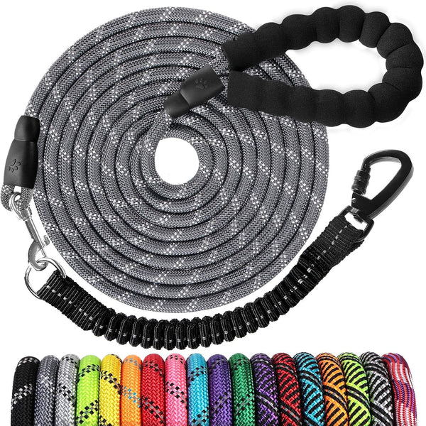 Long Dog Leash 15 FT: Heavy Duty Rope Leashes for Dogs Training with Swivel Lockable Hook Reflective Threads Bungee and Padded Handle - Dog Lead for Large Small Medium Dogs outside Walking Hiking34