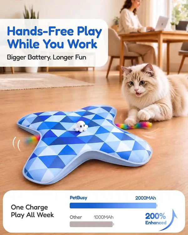 Petbusy 2026 Upgraded Hide&Seek Smart Interactive Cat Toys for Indoor Cat | Baby-Grade, Week-Long Rechargeable Battery, Touch to Wake Smart Standby & Moving Rainbow Tail for Bored Indoor Cats & Kittens3