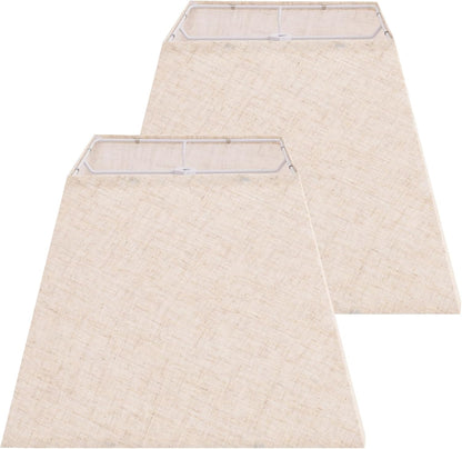 Lamp Shades Set of 2, 8''X8''Top, 13''X13''Bottom 10'' Height, Beige Square Lampshades Replacement Lamp Shades Natural Linen Hand Crafted for Table Lamps Floor Lamps Pendent Light, Assembly Required1