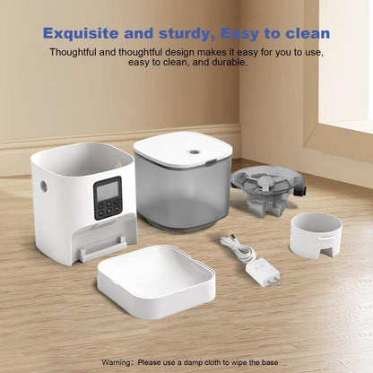 Automatic Cat Feeder, 4L Cat Food Dispenser with 10S Voice Recorder, Pet Feeder up to 8 Meals per Day, Timed Dog Feeder with Dry Food Sealed Ring5