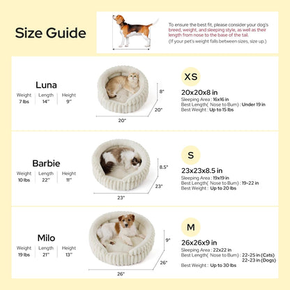 Bedsure Comfyfleece™ Washable Cute Large Cat Bed,Soft round Puppy Bed,23In | Cozy Fluffy Plush Small Dog Bed,Donut Corduroy Cuddler Pet Beds for Indoor Big Cats,Anti-Slip Bottom,Up to 20 Lbs,Cream4