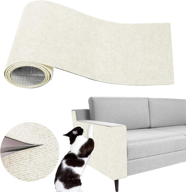 Cat Scratch Couch Furniture Protector, Self-Adhesive Scratch Pad | 39.3X15.8In, DIY Climbing Cat Carpet Mat for Door Window Protector, Couch Guard from Claws with Pins & Tape (Lightgrey)10