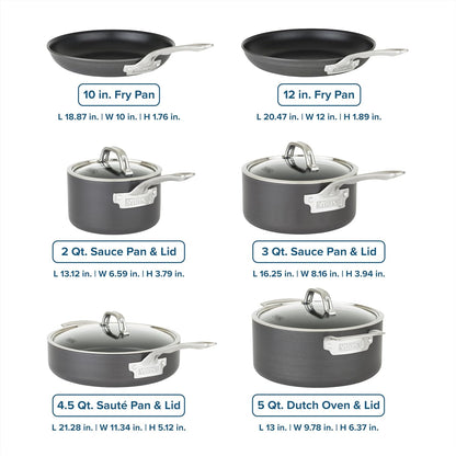 Viking Pots and Pans Set Non Stick, 10 Piece Hard Anodized Kitchen Cookware with Glass Lids, Black4