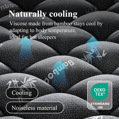 Queen Mattress Topper, Bamboo Viscose Thick Pillow Top Mattress Pad | Deep Pocket Fits 6–18 Inch Mattress, Naturally Cooling for Hot Sleepers, Soft Relief for Back Pain, Premium Dark Grey2