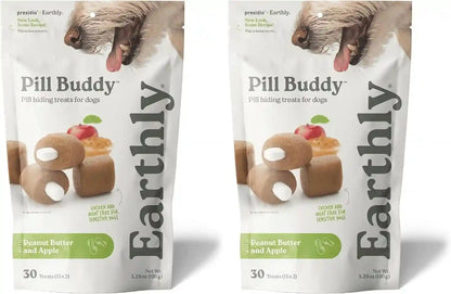 Presidio Earthly Pill Buddy Naturals - PB & Apple Recipe Pill Hiding Treats for Dogs - Make a Perfect Pill Concealing Pocket or Pouch for Any Size Medication - 30 Servings12