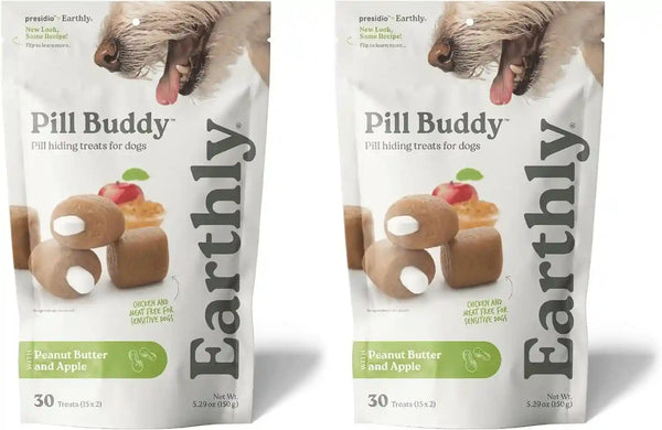 Presidio Earthly Pill Buddy Naturals - PB & Apple Recipe Pill Hiding Treats for Dogs - Make a Perfect Pill Concealing Pocket or Pouch for Any Size Medication - 30 Servings12