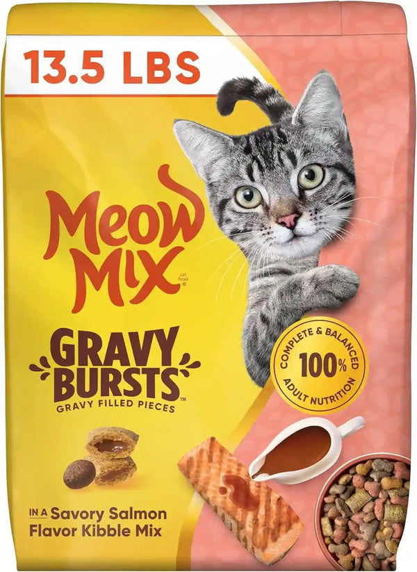 Meow Mix Gravy Bursts Dry Cat Food, 3 Lb Bag | Crunchy Cat Kibble, Gravy Filled Pieces, 100% Complete & Balanced Nutrition for Adult Cats, High Quality Protein11