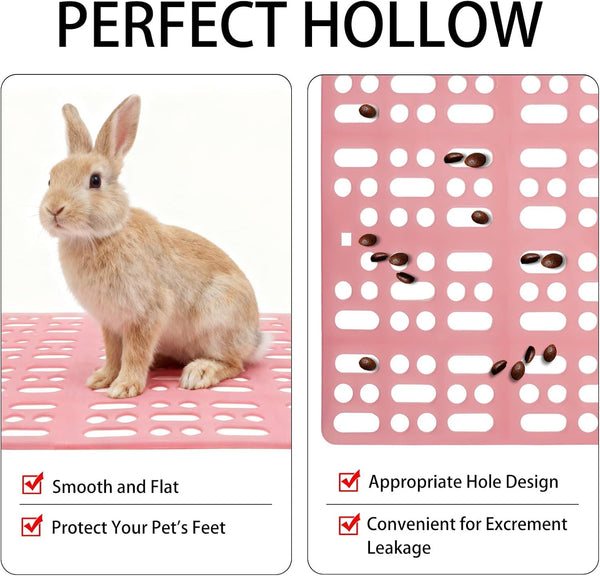 18 Pack Plastic Rabbit Cage Mat, Bunny Resting Mats for Cage with Snap Joint, Breathable Small Animal Feet Pads for Guinea Pigs, Chinchilla, Pet - White, Blue, Pink5
