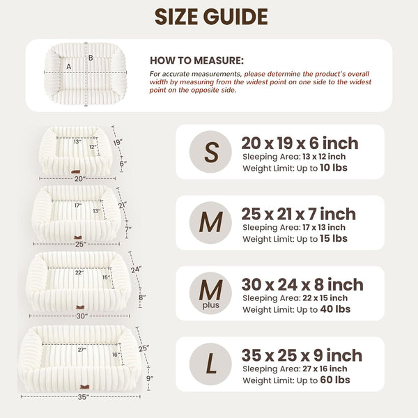Cute Dog Bed for Small Dogs & Cats,Washable Fluffy Cat Beds for Indoor Cats, Rectangle Orthopedic Memory Foam Puppy Beds with Anti-Slip Bottom, 20 X19 X 7 Inches, Cream(20X19X6Inchs)8