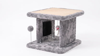 Large Cat Bed with Scratching Post and Combing Board, Sturdy and Durable, Ideal for Small Breeds | Large Plush Cat Tunnel with a Removable Sisal Scratch Pad, Grooming Brush, Hanging Toys, and Spacious Hideaway for Cats.1